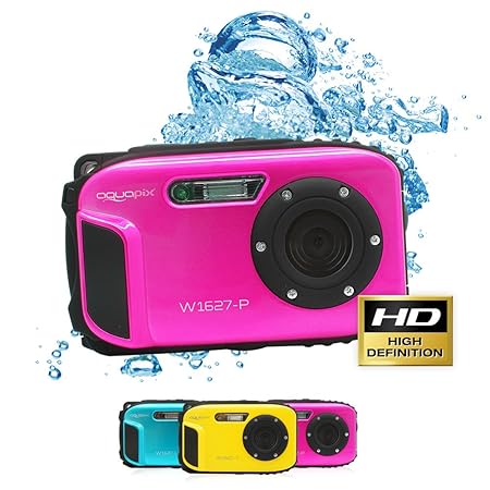 Aquapix W1627-P Ocean Unterwasser-Digitalkamera in Pink mit Li-Ion Akku
