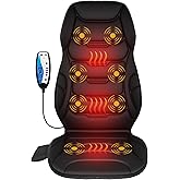 COMFIER Back Massager with Heat, Vibration Massage Chair Pad with 8 Motors | Massage Seat Cushion with 5 Modes, 3 Heating Areas, 4 Intensity Levels for Full Body Comfort, Gifts for Women Men Mom Dad