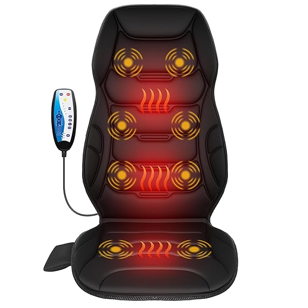 COMFIER BACK MASSAGER WITH HEAT, VIBRATION MASSAGE SEAT CUSHION WITH 8 MASSAGE NODES & 5 MODES, ADJUSTABLE CHAIR MASSAGER PAD FOR HOME OFFICE, HEATED CHAIR PAD, GIFTS FOR WOMEN MEN MOM DAD