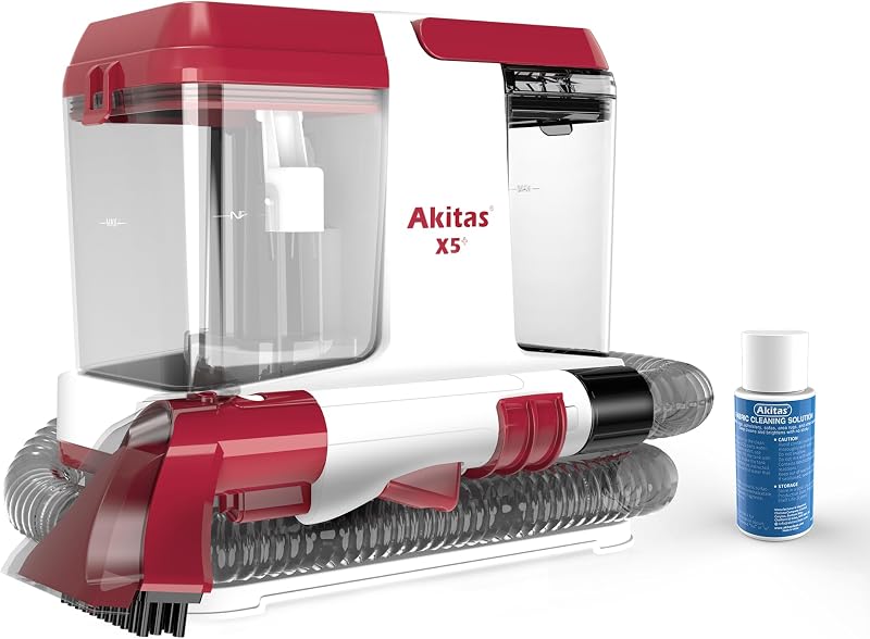 X5 Aspiradora de Agua Tapicería con Función Autolimpieza, 30ml Solución Concentrada, Portátil para Mascotas, Sofás, Colchones, Alfombras, Coches, Depósito Doble