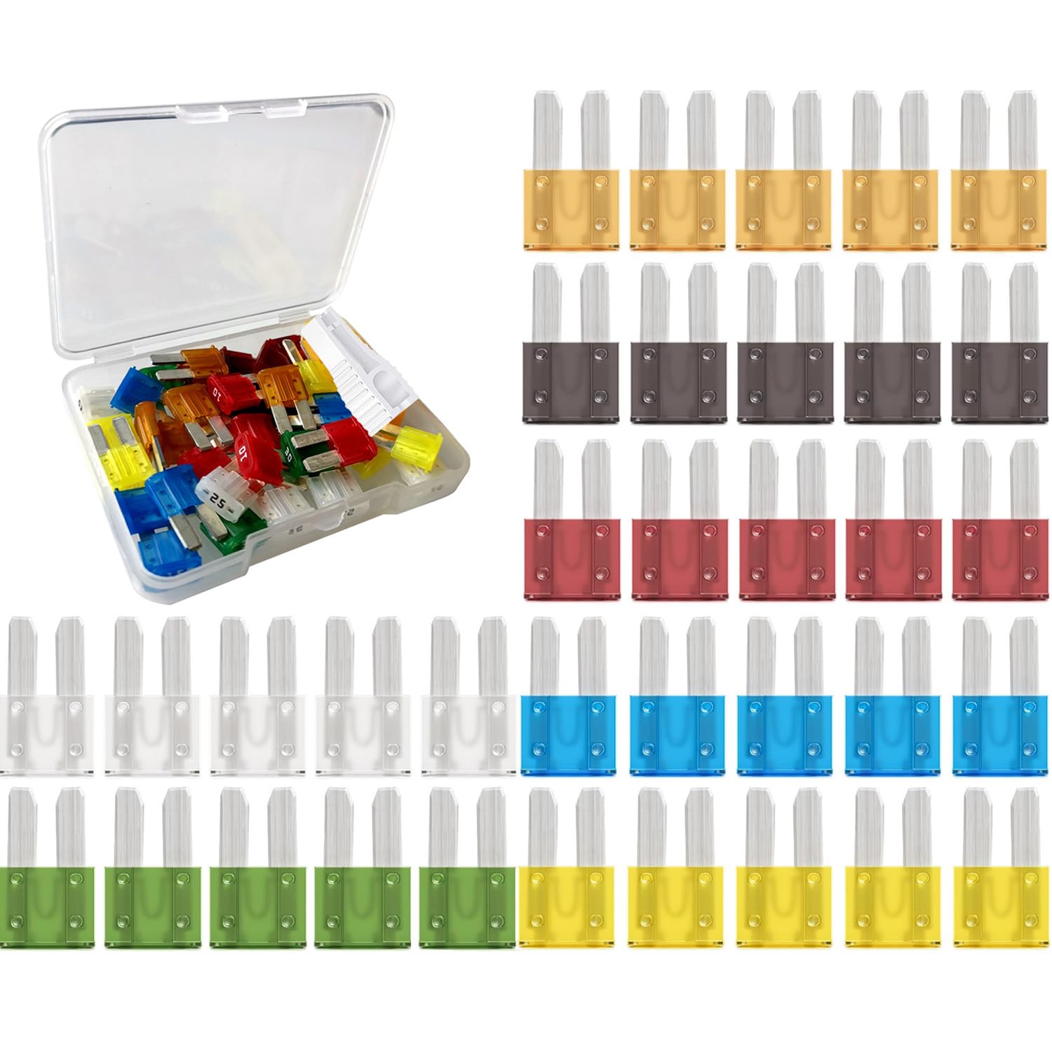 Gebildet Micro2 35pcs 12V-24V Automotive Fuse Assortment Pack (Set of 35pcs Blade Fuses + Fuse Puller)5A/7.5A/10A/15A/20A/25A/30A Each for 5pcs
