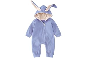 AGQT Babys Bunny Costume One Piece 3D Rabbit Ear Easter Halloween Costume Size 0-24 Months