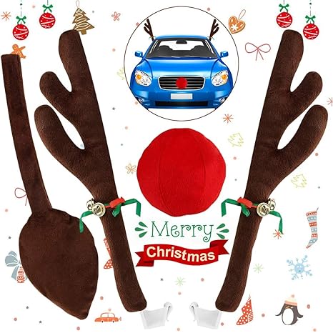 Yqhbe Reindeer Antlers For Car Christmas Car Decorations Reindeer