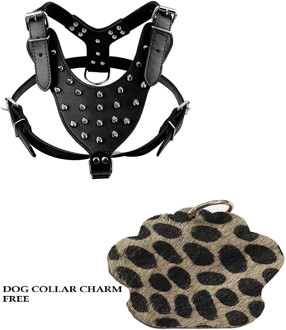 Emily Pets Cool Spiked Studded Pu Leather Dog Harness 26"-34" Chest Leather Spiked Dog Harness Large Dog Pitbull Bully…
