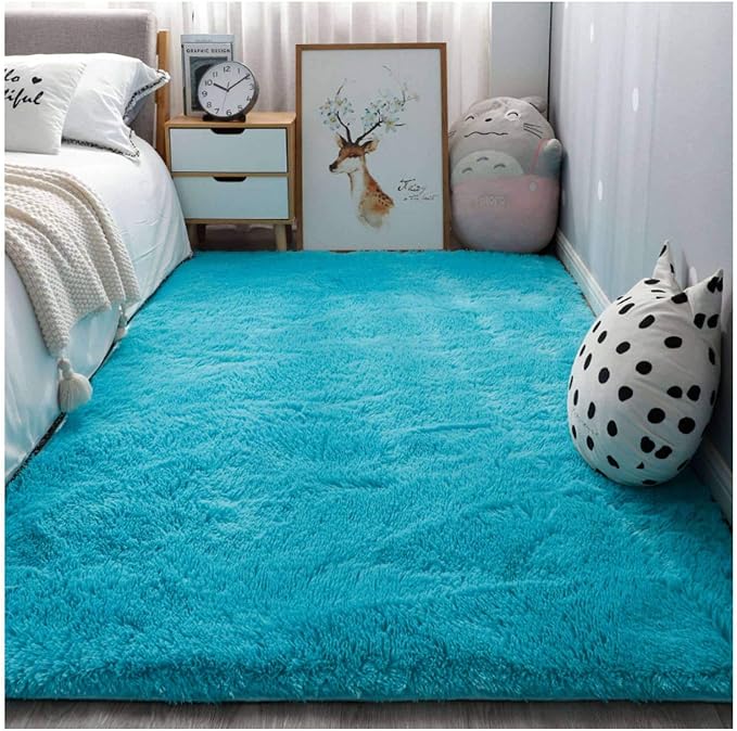 HSJT Shaggy Carpet Super Soft Living Room Rug Rectangle Modern Area