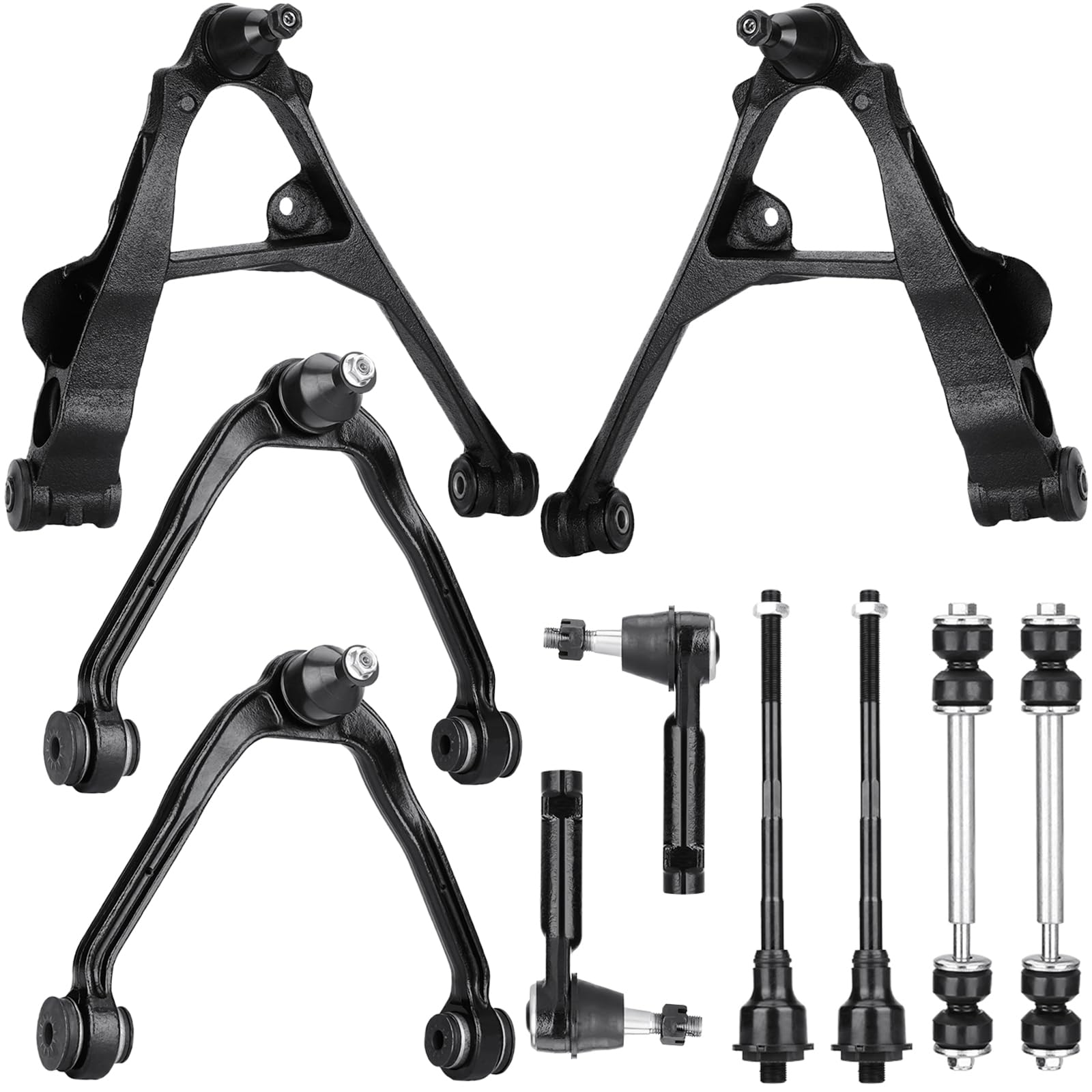 Photo 1 of 10PCS Front Lower Upper Control Arms with Ball Joints for Chevy Silverado 1500 Suburban Tahoe for Cadillac Escalade ESV EXT for GMC Sierra Yukon XL 99-06 Sway Bars End Link Tie Rods End Suspension Kit
