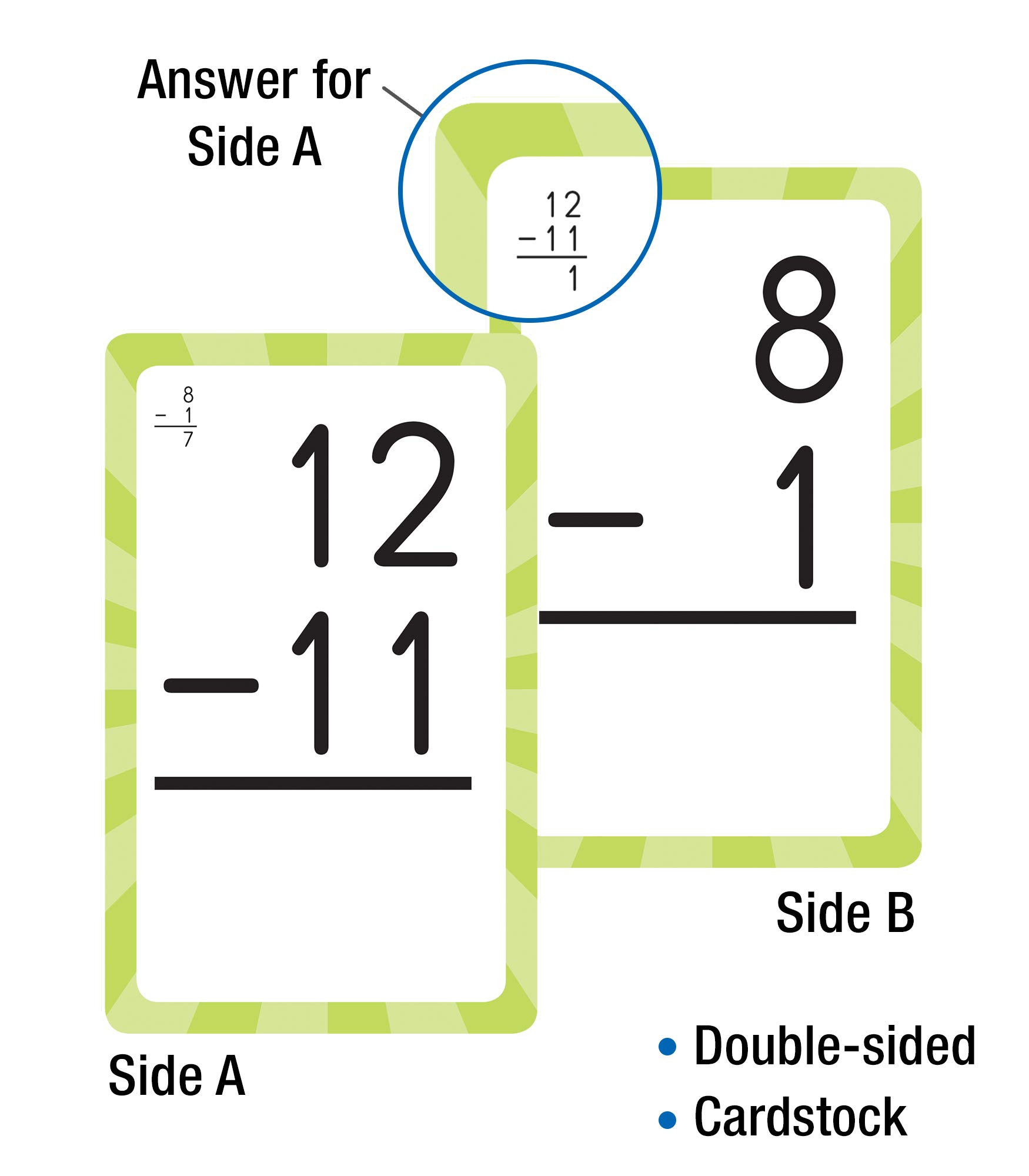 Carson Dellosa 54 Subtraction Flash Cards, All Facts for Subtracting Through 12, Mathematics Flashcards for Ages 6 and Up, Kindergarten, 1st Grade Learning Activities and Math Games for Kids 5-7
