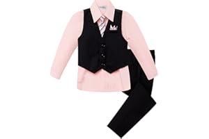 OLIVIA KOO Baby and Big Boy's 4 Piece Pinstripe Vest Suit Set (Size S to 20)