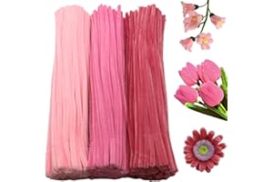 Swpohrat 300 Pieces Shades of Pink Pipe Cleaner Craft Set 3 Assorted Colors,Thick Fuzzy Chenille Stem Pipe Cleaners for DIY Craft Flower Projects Holiday Decorations