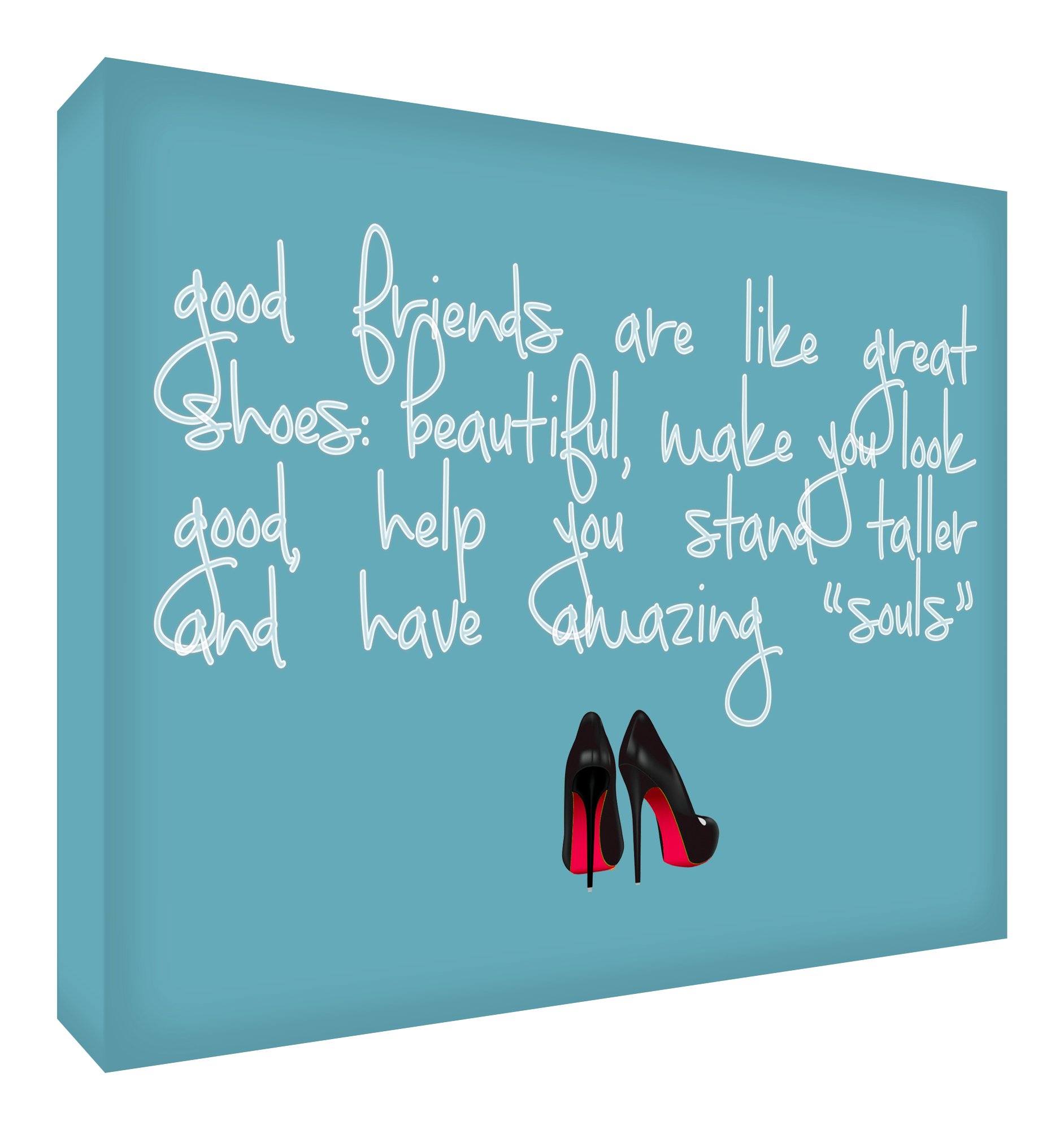 Feel Good Art Diamond Polished Decor Block/Momento Token (21 x 14.8 x 2 cm, Large, Soft Teal, Friends are Like Shoes)