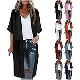 Cover Ups For Swimwear Women Casual Loose Fit Short Sleeve Bathing Suit Open Front Coverups Beach Swimwear Cardigan