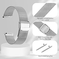 Winfox Stainless Steel Mesh Watch Band for Men