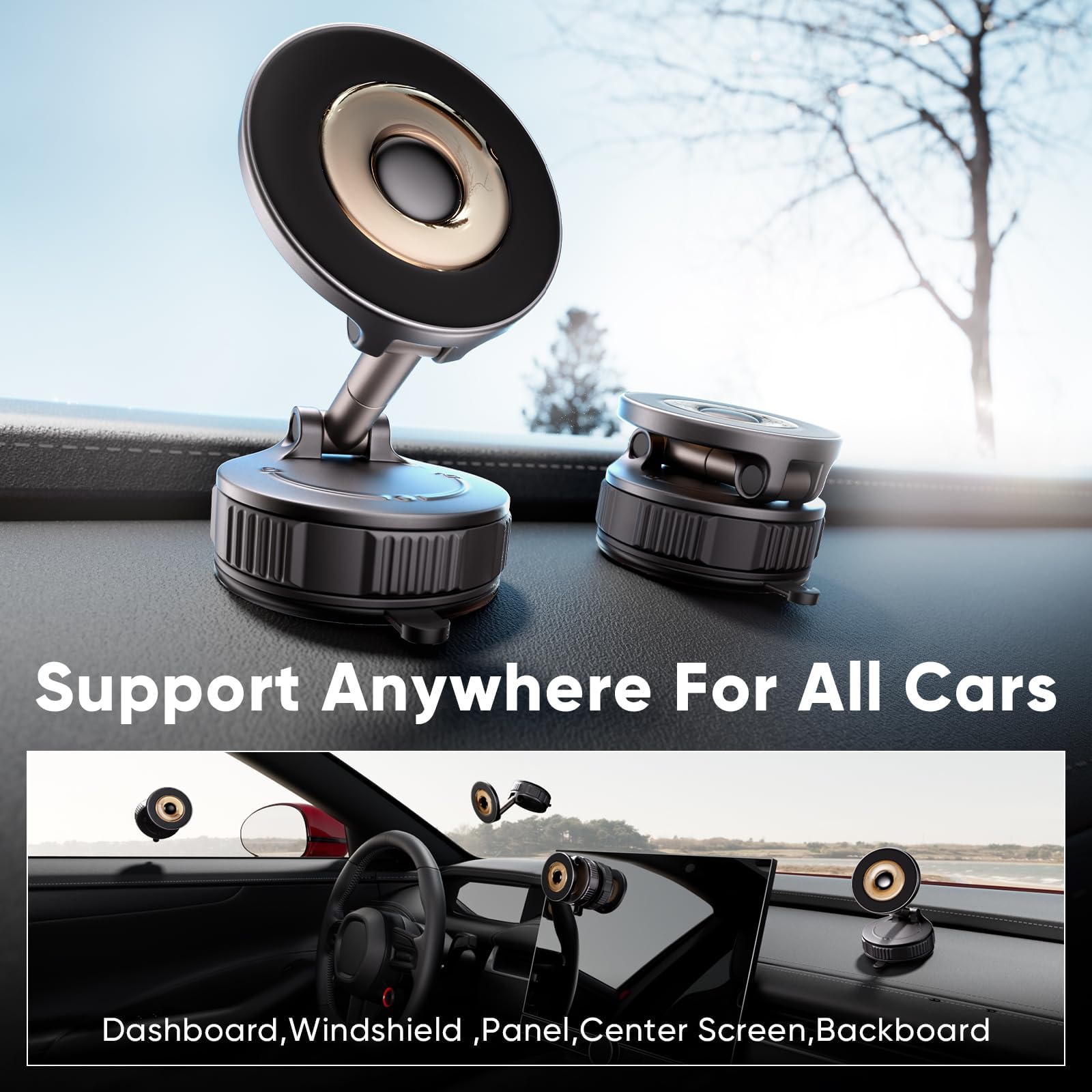 Magnetic Phone Holder for Car [120+ LB Strongest Suction & 2800gf Strongest Magnetic] 360° Adjustable Car Phone Holder for Magsafe Phone Holders for Your Car for iPhone 17 Pro Max 16 15 14 13 12 Plus