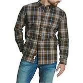 Weatherproof Vintage Mens Flannel Long Sleeve Button Down Shirt (XXL, Brown)