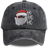 KKMKSHHG Christmas Santa Hat for Men and Women, Vintage Funny Christmas Santa Claus Distressed Adjustable Embroidered Baseball Cap (HO HO HO)