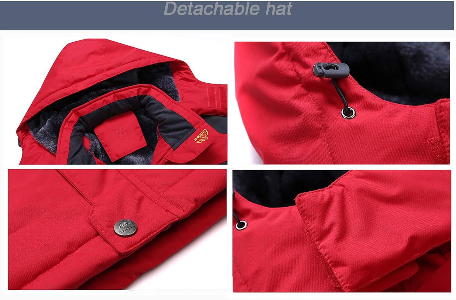 TACVASEN Men's Outdoor Jackets Winter Waterproof Windproof Ski Snowboard Fleece Lined Jacket Hooded: Clothing