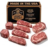 Grumpy Butcher Premium 8 Steak Set, USDA Choice, 5 lb | 4 NY strip, 2 filet mignon, 2 ribeye, aged, blast frozen, vacuum sealed