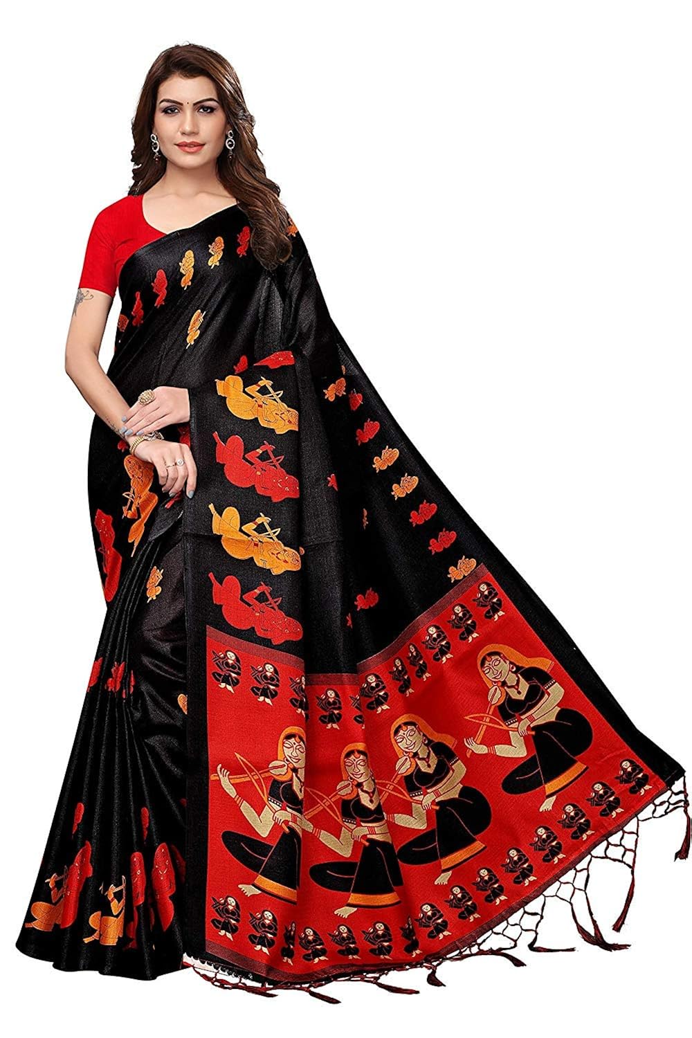 indoprimo silk saree with blouse piece