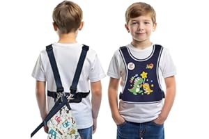 JXM 2025 New Safety Harness with Light Reflector for Active Child (3-6 yrs), Walking Harness with Grab Handle and Removable Autism Awareness, Adjustable Tether Leash for Autism Special Needs ADHD/ASD Kids