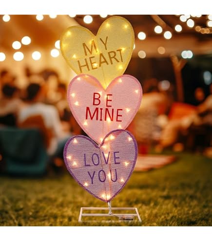 Glooglitter 5 Pack Valentine Solar Lights Outdoor 8 Inch