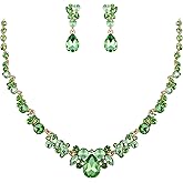 EVER FAITH Rhinestone Crystal Elegant Bridal Floral Teardrop Necklace Earrings Set
