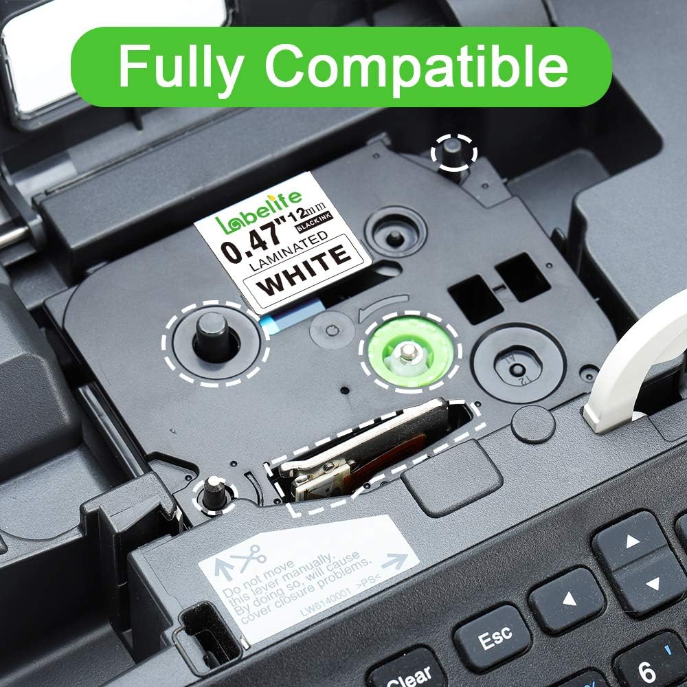 Labelife Compatible Label Tape Replacement for Brother P Touch Label Maker Tape, TZe-231 Tape 12mm 0.47 Inch Laminated White TZe231 TZ231 for PT-D200 PT-D210 PT-D400 Label Maker, 26.2 Feet, 4-Pack: Office Products