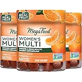 MegaFood Women's Multi - Multivitamin for Women- Gummy Vitamins- Vitamin C, Vitamin D, Zinc, Vitamin B12 & Choline- Immune Support & Bone Health- Vegetarian- Tangerine- 60 Gummies(30 Servings) 3 Pack