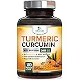Turmeric Curcumin Supplement with BioPerine 95% Curcuminoids 2600mg with Black Pepper for Best Absorption, Bottled in USA, Best Natural Vegan Joint Support, Nature's Non-GMO Tumeric - 180 Capsules
