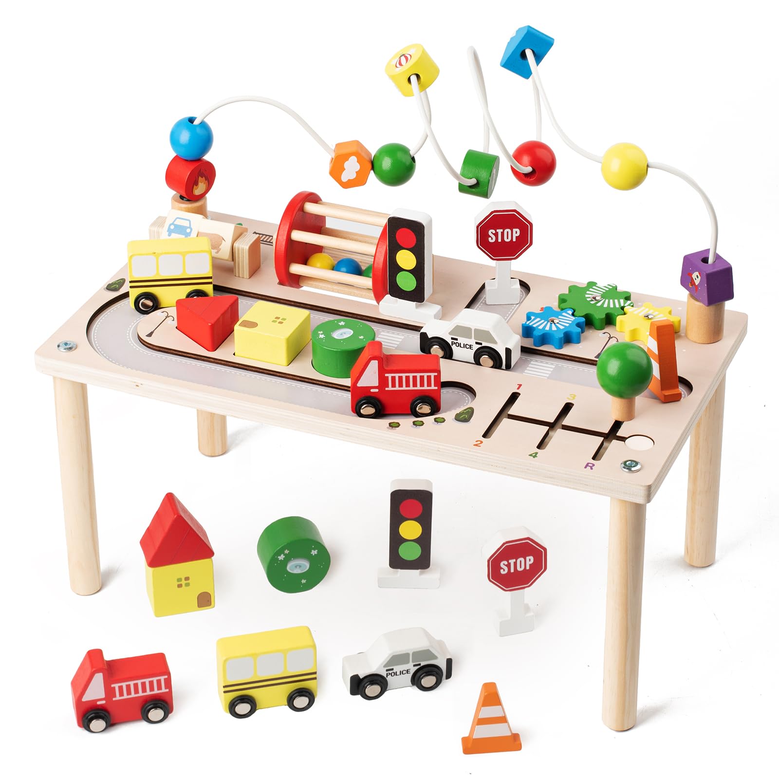 Photo 1 of KDSFT Activity Table for 1 Year Old, 8 in 1 Multi-Colorful Montessori Toys, Baby Activity Table with Bead Maze & Shape Sorter, Toddler Sensory Educational Learning Toys for Birthday Gift Boys Girls