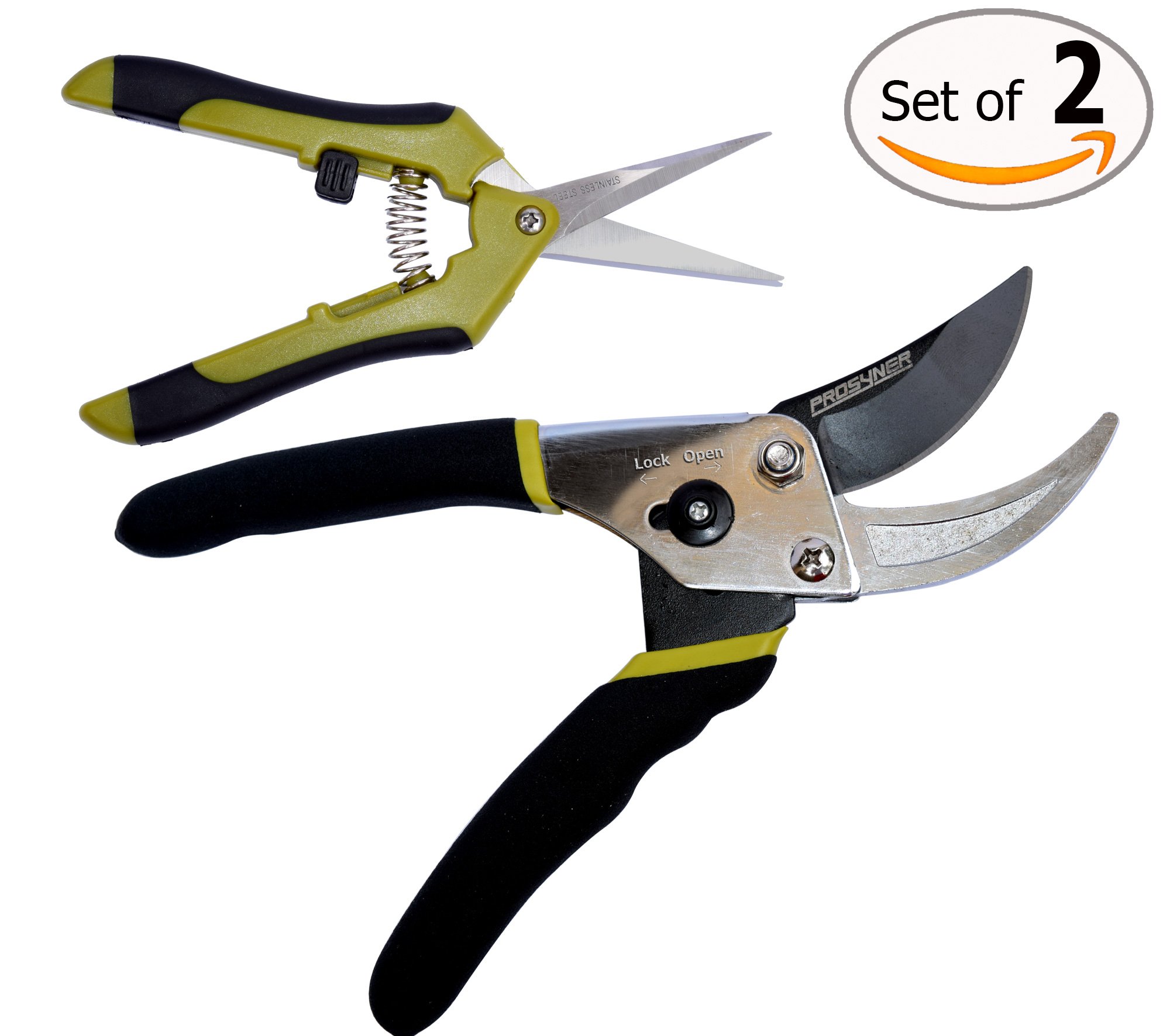 Bypass Pruning Shears Kit Stainless Steel Gardening Hand Pruner and 1