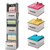 BIEBOS 6-Tier Hanging Closet Organizer with Drawers and Side Pockets – Versatile Closet Storage for Shoes, Hats, Belts, and Purses