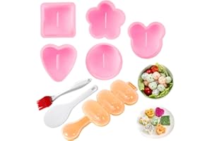 MLRYH Onigiri Maker - 8 Pcs Sushi Onigiri Musubi Maker Kit with Rice Ball Mold, Small Rice Paddle, Brush - Pink