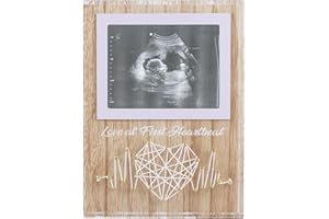 ElekFX New Mom Gifts - Pregnancy Announcements Ideas Baby Gender Reveal Gifts - Love At First Heartbeat Sonogram Picture Frame for Standard 4" x 3" Ultrasound Photo