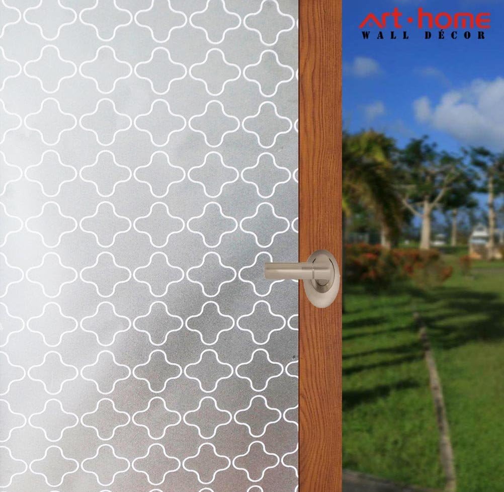 Arthome Petals Frosted Privacy Window Film Static Cling Glass Window Sticker No Glue Sun Blocking UV Protection Heat Control Tint Vinyl for Living Room Home Office Decor 44.5 x 254cm