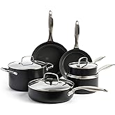 GreenPan Canterbury Hard Anodized Healthy Ceramic Nonstick, 10 Piece Cookware Pots and Pans Set, PFAS-Free, Dishwasher Safe, Oven Safe, Black