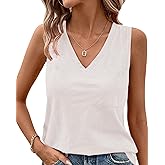 JTI Women's Summer Tank Top, V-Neck Sleeveless Tank Top for Women, Fashion Loose Fit Casual Basic with Pocket T Shirt