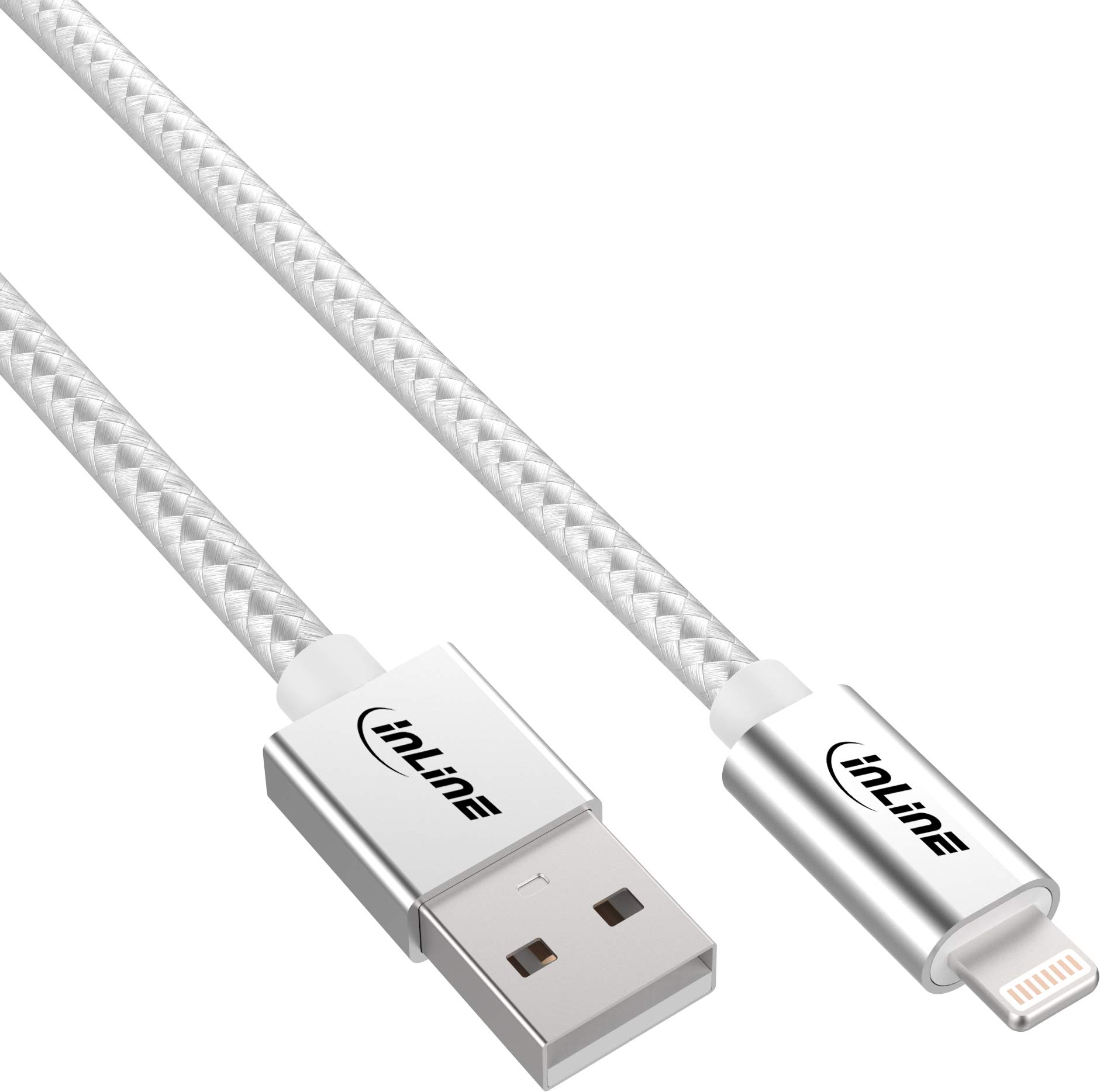 InLine® Lightning USB Cable for iPad, iPhone, iPod, Silver/Aluminium, 1 m