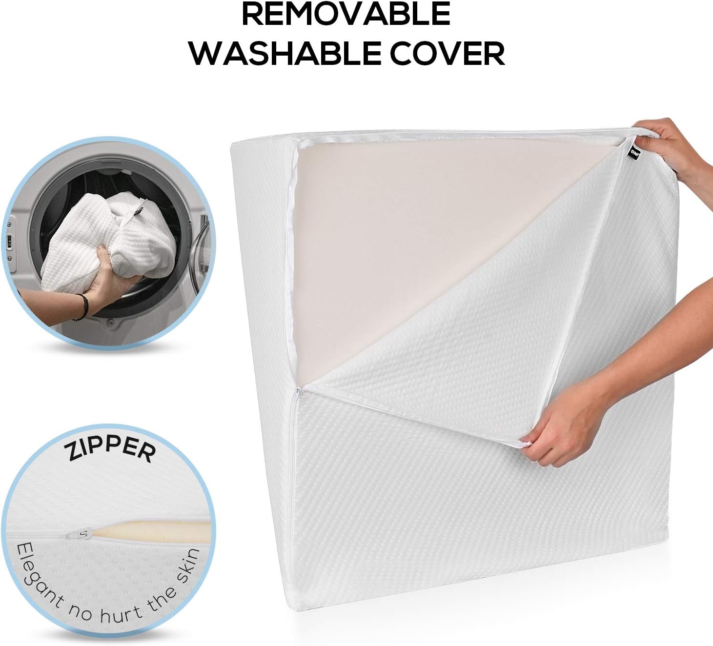 Bed Wedge Pillow With Memory Foam Top – Ideal For Comfortable and Restful Sleeping – Alleviates Neck and Back Pain, Acid Reflux, Snoring, Heartburn, Allergies - Versatile – Removable, Washable Cover: Home & Kitchen