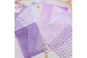 Obujopal 15Pcs Scrapbook Textured Paper for Journaling Junk Journal Card Making DIY Project Paper Art Craft Supplies, Handmade Special Mix Material, 4.7×6.7 inch (Purple)
