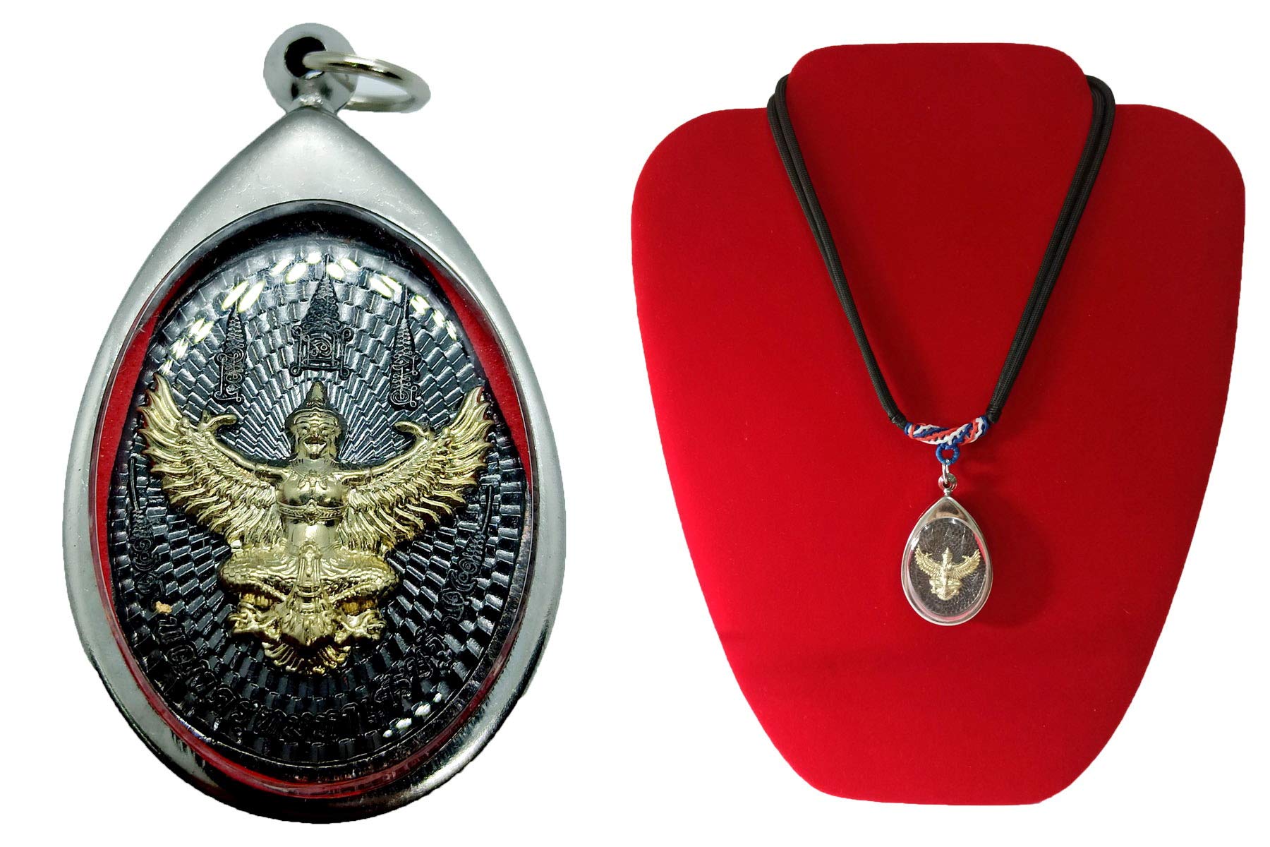 Magic Phaya Krut King Garuda LP Ruay Wat Tako Thai Amulet Stainless Case Pendant Strong Life Protection Success Rich Billionaire Luck