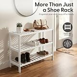 KEPLIN Natural Bamboo 3 Tier Shoe Rack White 70x55x25cm 9 Pairs view 4