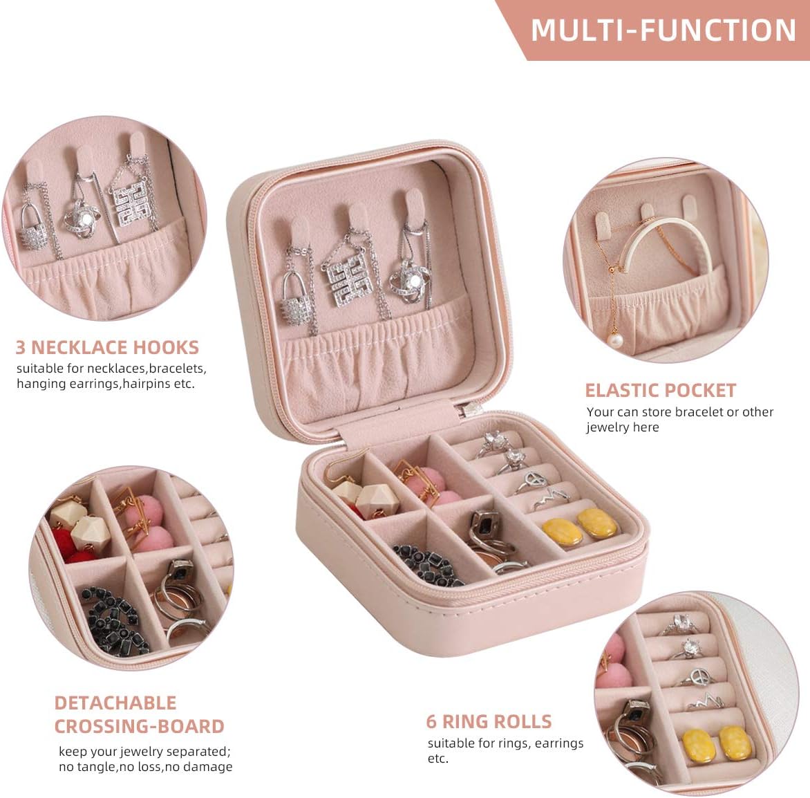 Casegrace Portable Travel Mini Jewelry Box Leather Jewellery Ring Organizer Case Storage Gift Box Girls Women: Home Improvement
