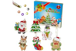 QINGQIU Christmas 5D Diamond Painting Arts and Crafts - Make Your Own Christmas GEM Keychains - for Kids Christmas Crafts Christmas Toys Stocking Stuffers Party Favors Gifts