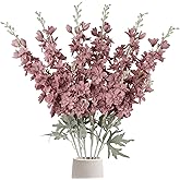 IPOPU Delphinium Artificial Flowers 33.5 in Fake Silk Flowers 6 PCS Larkspur Flowers Long Stem Artificial Flowers for Tall Vase for Home Wedding Party Decor (Bean)