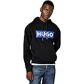 HUGO mens Logo Stripe Cotton Hooded Sweatshirt