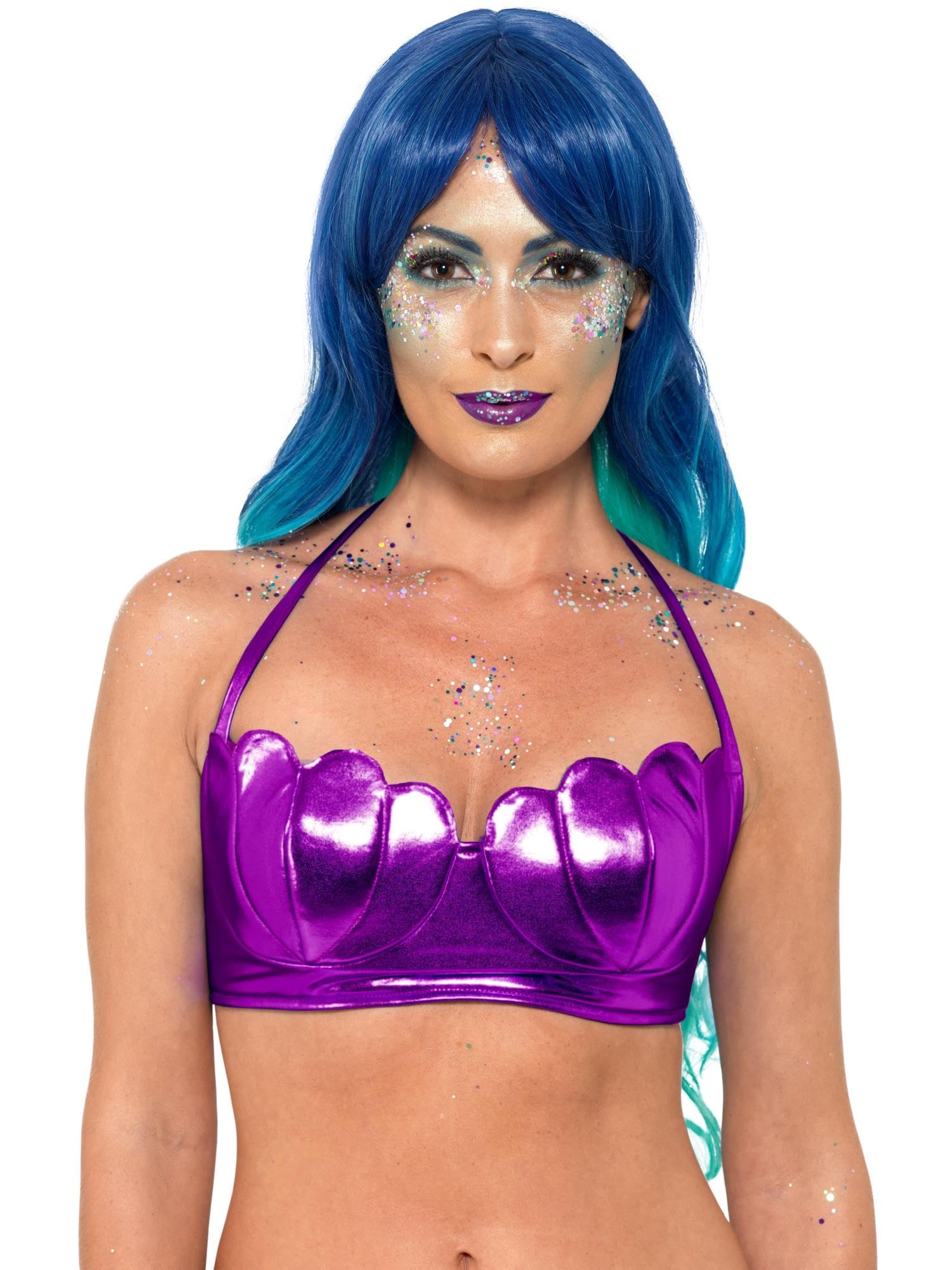 Smiffys Mermaid Shell Bikini Bra Top, Purple, Fairytale, Wings and Wands Fancy Fancy Dress, Mermaid Dress Up Accessories