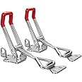 Accessbuy Heavy Duty Adjustable Toggle Latch Clamp With Lock Hole 300Kg 660Lbs Holding Capacity (7.5inch(2pak)) Silver