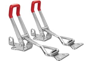 Accessbuy Heavy Duty Adjustable Toggle Latch Clamp With Lock Hole 300Kg 660Lbs Holding Capacity (7.5inch(2pak)) Silver