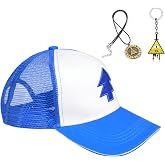 Kusilop Dipper Hat Embroidered Blue Dipper's Hat Baseball Cap with Bill Cypher Necklace Keychain