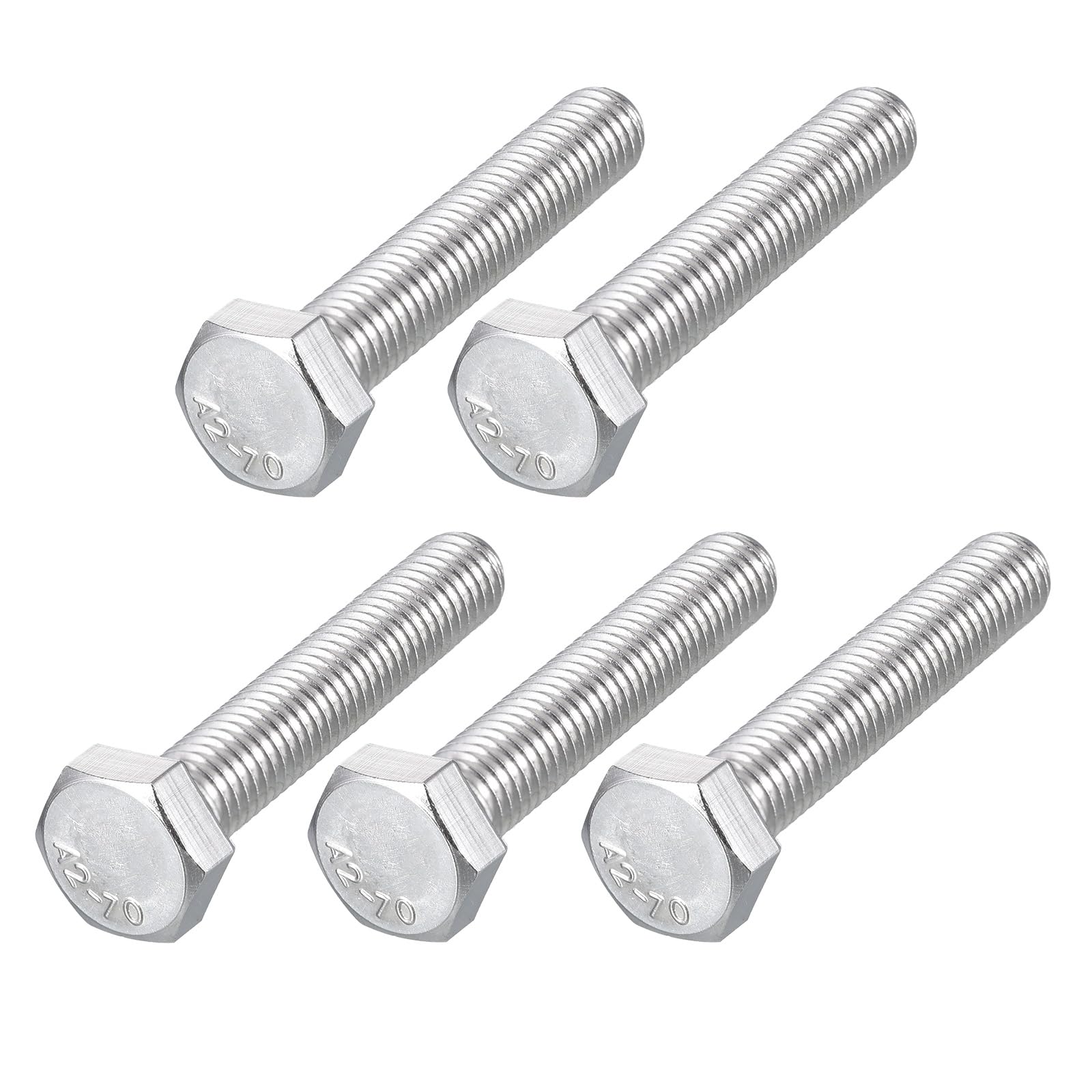 METALLIXITY Hex Bolts (M8-1.25x45mm) 5Pcs, 304 Stainless Steel Coarse Fully Threaded Hex Head Screw Bolt Machine Screws - for Furniture Repair, Silver — image 1